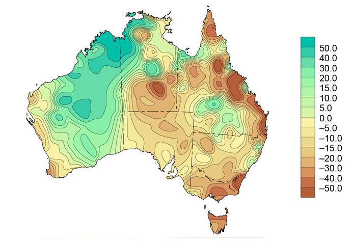 Annual Rainfall - Total for Australia from 1970